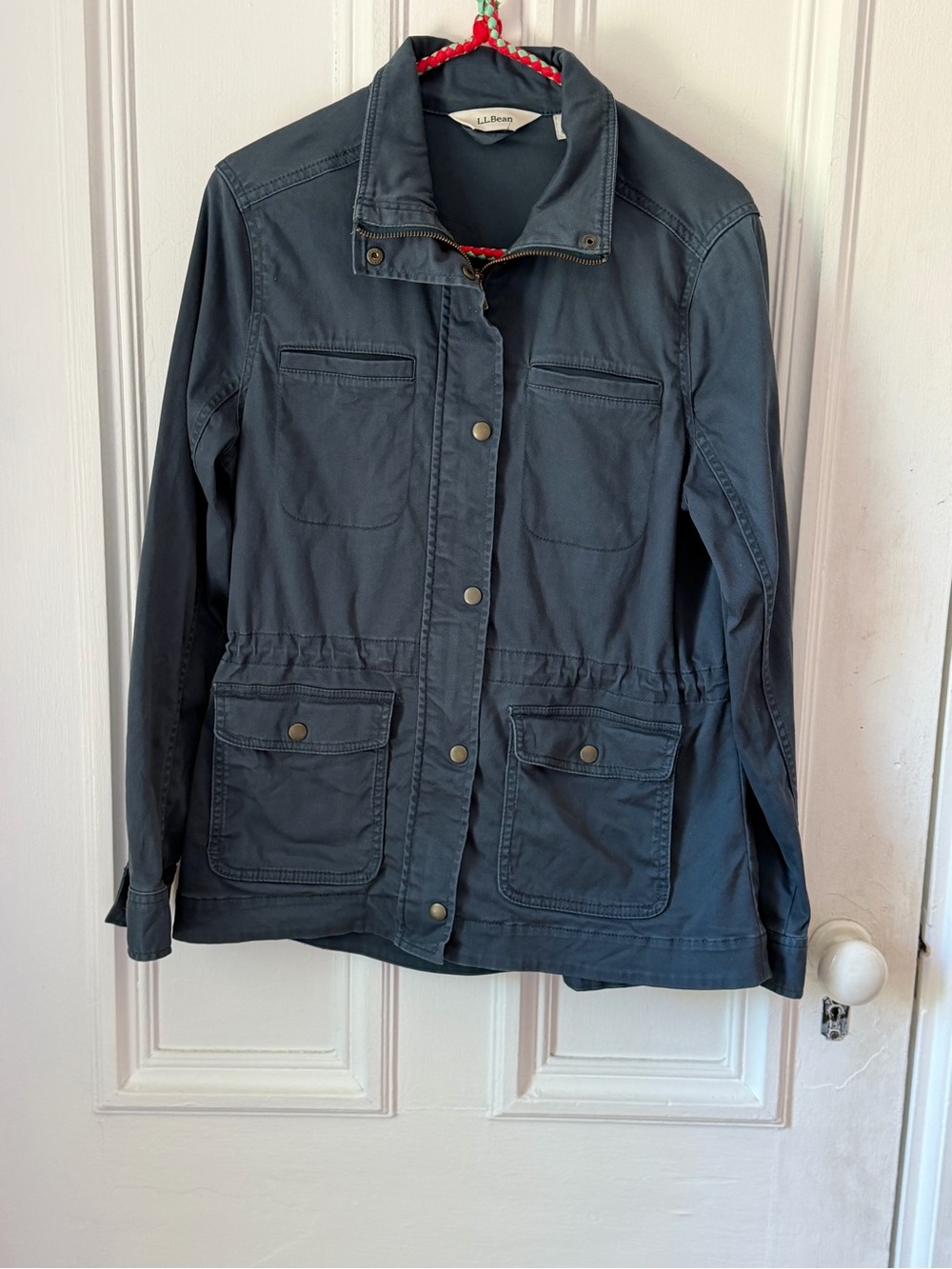 LL Bean Flex Utility Military Jacket Full Zip Snap Button Closure Size XS